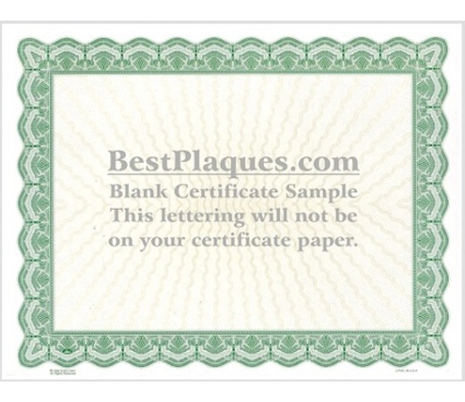 8.5 x 11 Certificate Paper - Green 100 Sheets per Pack .18 Cents Each